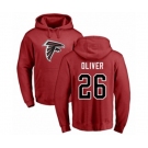 Football Atlanta Falcons #26 Isaiah Oliver Red Name & Number Logo Pullover Hoodie