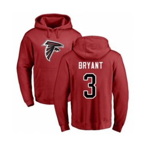 Football Atlanta Falcons #3 Matt Bryant Red Name & Number Logo Pullover Hoodie