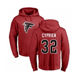 Football Atlanta Falcons #32 Johnathan Cyprien Red Name & Number Logo Pullover Hoodie
