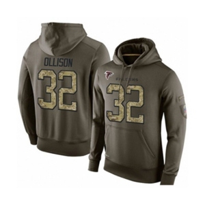 Football Men's Atlanta Falcons #32 Qadree Ollison Green Salute To Service Pullover Hoodie