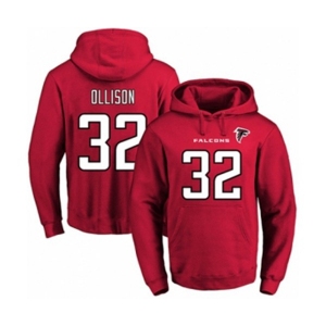Football Men's Atlanta Falcons #32 Qadree Ollison Red Name & Number Pullover Hoodie