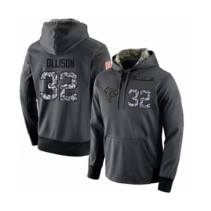 Football Men's Atlanta Falcons #32 Qadree Ollison Stitched Black Anthracite Salute to Service Player Performance Hoodie