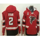 Men's Atlanta Falcons #2 Matt Ryan NEW Red Pocket Stitched NFL Pullover Hoodie