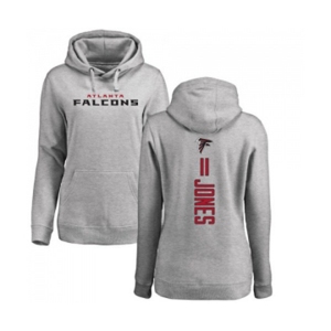 Football Women's Atlanta Falcons #11 Julio Jones Ash Backer Pullover Hoodie