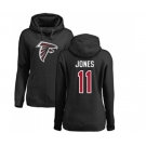 Football Women's Atlanta Falcons #11 Julio Jones Black Name & Number Logo Pullover Hoodie