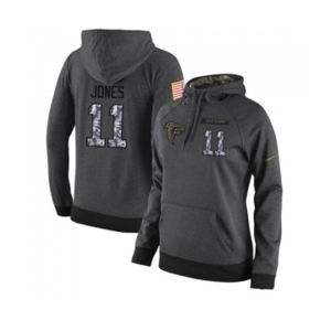 Football Women's Atlanta Falcons #11 Julio Jones Stitched Black Anthracite Salute to Service Player Performance Hoodie