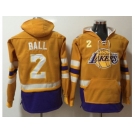 Los Angeles Lakers #2 Lonzo Ball Gold Name & Number Pullover NBA Hoodie