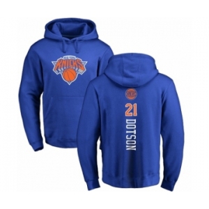 NBA Nike New York Knicks #21 Damyean Dotson Royal Blue Backer Pullover Hoodie