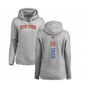 NBA Women's Nike New York Knicks #14 Allonzo Trier Ash Backer Pullover Hoodie