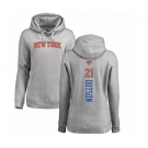 NBA Women's Nike New York Knicks #21 Damyean Dotson Ash Backer Pullover Hoodie