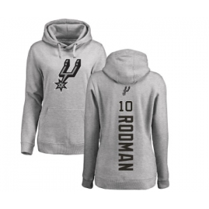 NBA Women's Nike San Antonio Spurs #10 Dennis Rodman Ash Backer Pullover Hoodie
