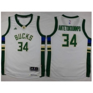 Youth Milwaukee Bucks #34 Giannis Antetokounmpo White Stitched NBA Jersey