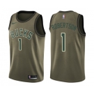 Youth Nike Milwaukee Bucks #1 Oscar Robertson Swingman Green Salute to Service NBA Jersey