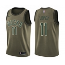 Youth Nike Milwaukee Bucks #11 Brook Lopez Swingman Green Salute to Service NBA Jersey