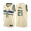 Youth Nike Milwaukee Bucks #21 Tony Snell Swingman Cream NBA Jersey - City Edition