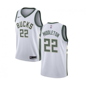 Youth Nike Milwaukee Bucks #22 Khris Middleton Swingman White Home NBA Jersey - Association Edition