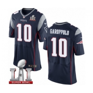 Men's Nike New England Patriots #10 Jimmy Garoppolo Elite Navy Blue Team Color Super Bowl LI 51 NFL Jersey