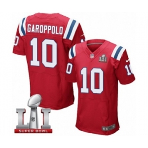 Men's Nike New England Patriots #10 Jimmy Garoppolo Elite Red Alternate Super Bowl LI 51 NFL Jersey