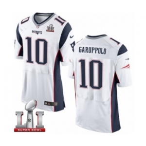 Men's Nike New England Patriots #10 Jimmy Garoppolo Elite White Super Bowl LI 51 NFL Jersey