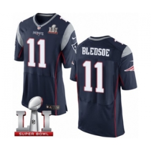 Men's Nike New England Patriots #11 Drew Bledsoe Elite Navy Blue Team Color Super Bowl LI 51 NFL Jersey