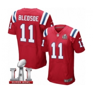 Men's Nike New England Patriots #11 Drew Bledsoe Elite Red Alternate Super Bowl LI 51 NFL Jersey