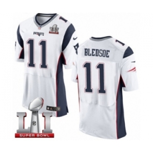 Men's Nike New England Patriots #11 Drew Bledsoe Elite White Super Bowl LI 51 NFL Jersey