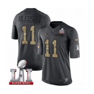 Men's Nike New England Patriots #11 Drew Bledsoe Limited Black 2016 Salute to Service Super Bowl LI 51 NFL Jersey