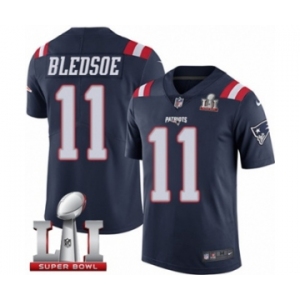 Men's Nike New England Patriots #11 Drew Bledsoe Limited Navy Blue Rush Super Bowl LI 51 NFL Jersey