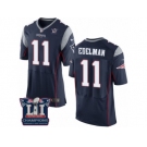 Men's Nike New England Patriots #11 Julian Edelman Elite Navy Blue Team Color Super Bowl LI Champions NFL Jersey