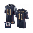 Men's Nike New England Patriots #11 Julian Edelman Elite Navy Gold Team Color Super Bowl LI Champions NFL Jersey