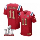 Men's Nike New England Patriots #11 Julian Edelman Elite Red-Gold Alternate Super Bowl LI 51 NFL Jersey