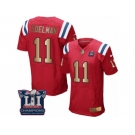 Men's Nike New England Patriots #11 Julian Edelman Elite Red Gold Alternate Super Bowl LI Champions NFL Jersey