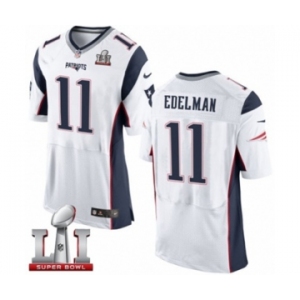 Men's Nike New England Patriots #11 Julian Edelman Elite White Super Bowl LI 51 NFL Jersey