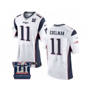 Men's Nike New England Patriots #11 Julian Edelman Elite White Super Bowl LI Champions NFL Jersey