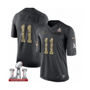 Men's Nike New England Patriots #11 Julian Edelman Limited Black 2016 Salute to Service Super Bowl LI 51 NFL Jersey