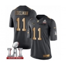 Men's Nike New England Patriots #11 Julian Edelman Limited Black-Gold Salute to Service Super Bowl LI 51 NFL Jersey