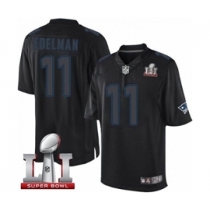 Men's Nike New England Patriots #11 Julian Edelman Limited Black Impact Super Bowl LI 51 NFL Jersey