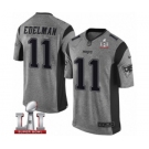 Men's Nike New England Patriots #11 Julian Edelman Limited Gray Gridiron Super Bowl LI 51 NFL Jersey