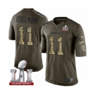 Men's Nike New England Patriots #11 Julian Edelman Limited Green Salute to Service Super Bowl LI 51 NFL Jersey