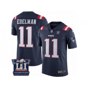 Men's Nike New England Patriots #11 Julian Edelman Limited Navy Blue Rush Super Bowl LI Champions NFL Jersey