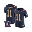 Men's Nike New England Patriots #11 Julian Edelman Limited Navy Gold Rush Super Bowl LI Champions NFL Jersey