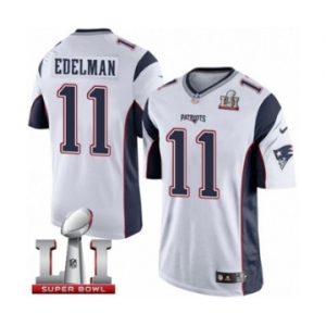 Men's Nike New England Patriots #11 Julian Edelman Limited White Super Bowl LI 51 NFL Jersey