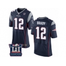 Men's Nike New England Patriots #12 Tom Brady Elite Navy Blue Team Color Super Bowl LI Champions NFL Jersey