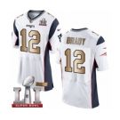 Men's Nike New England Patriots #12 Tom Brady Elite White-Gold Super Bowl LI 51 NFL Jersey