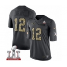 Men's Nike New England Patriots #12 Tom Brady Limited Black 2016 Salute to Service Super Bowl LI 51 NFL Jersey