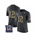 Men's Nike New England Patriots #12 Tom Brady Limited Black 2016 Salute to Service Super Bowl LI Champions NFL Jersey