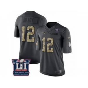 Men's Nike New England Patriots #12 Tom Brady Limited Black 2016 Salute to Service Super Bowl LI Champions NFL Jersey