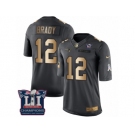 Men's Nike New England Patriots #12 Tom Brady Limited Black Gold Salute to Service Super Bowl LI Champions NFL Jersey