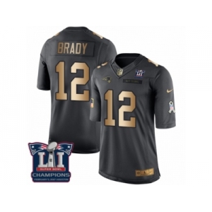 Men's Nike New England Patriots #12 Tom Brady Limited Black Gold Salute to Service Super Bowl LI Champions NFL Jersey