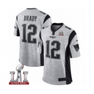 Men's Nike New England Patriots #12 Tom Brady Limited Gray Gridiron II Super Bowl LI 51 NFL Jersey